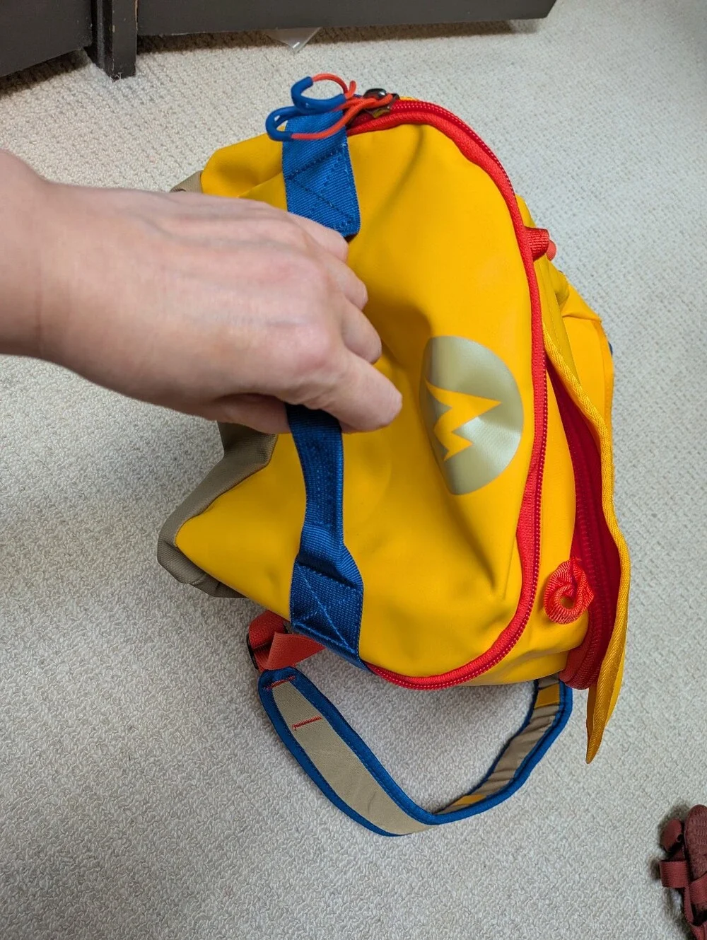 New Marmot Duffle Backpack Yellow Orange Blue